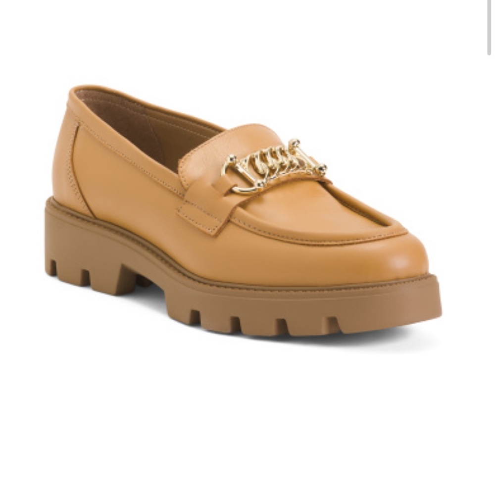 NEW GEMS Chunky Lug Sole Platform Leather Moccasins Loafers Size 8